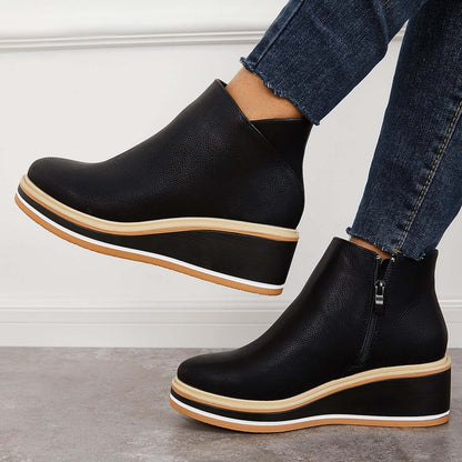 Dames Enkelboots Plateauzool Rits Sluiting