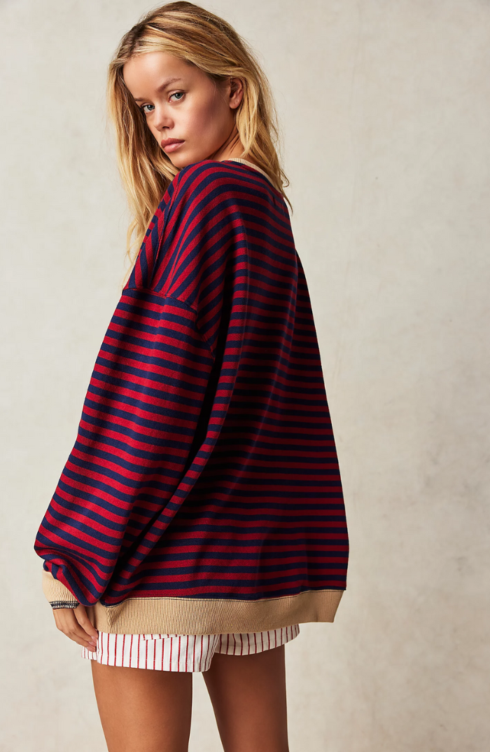 Gestreepte Damestrui Oversized Comfortabel en Stijlvol