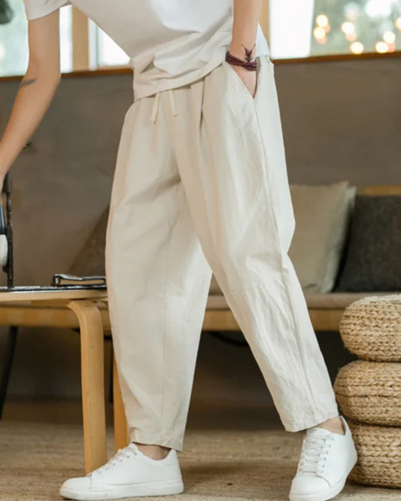 Zomerbroek Plissé Locker Model met Koord → Zomerbroek Plissé Locker Met Elastiek Koord - StudioMarella