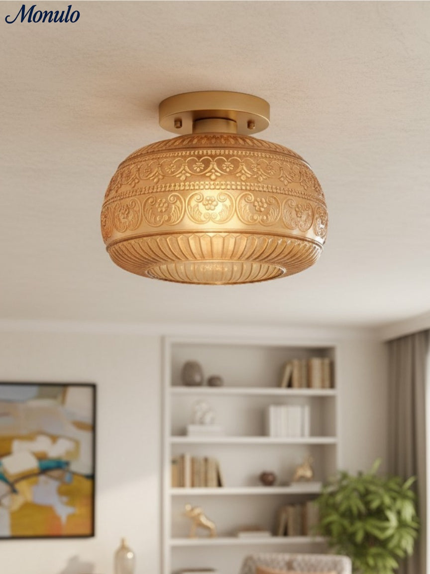 Glazen Bol Plafondlamp Getextureerd Glas Semi-Flush Verlichting voor Elke Ruimte
