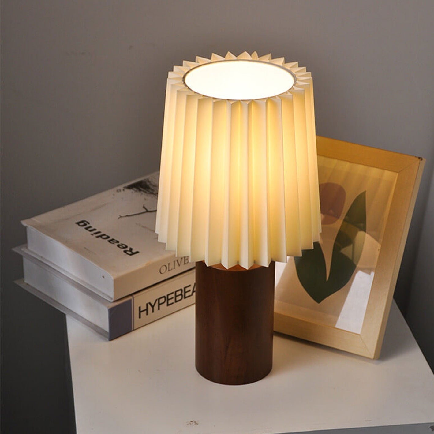 Tafellamp Geplooide Kap Hout Stof 31cm Slaapkamer Woonkamer Nachtkastlamp Bureaulamp Scandinavisch Japandi Retro USB E26