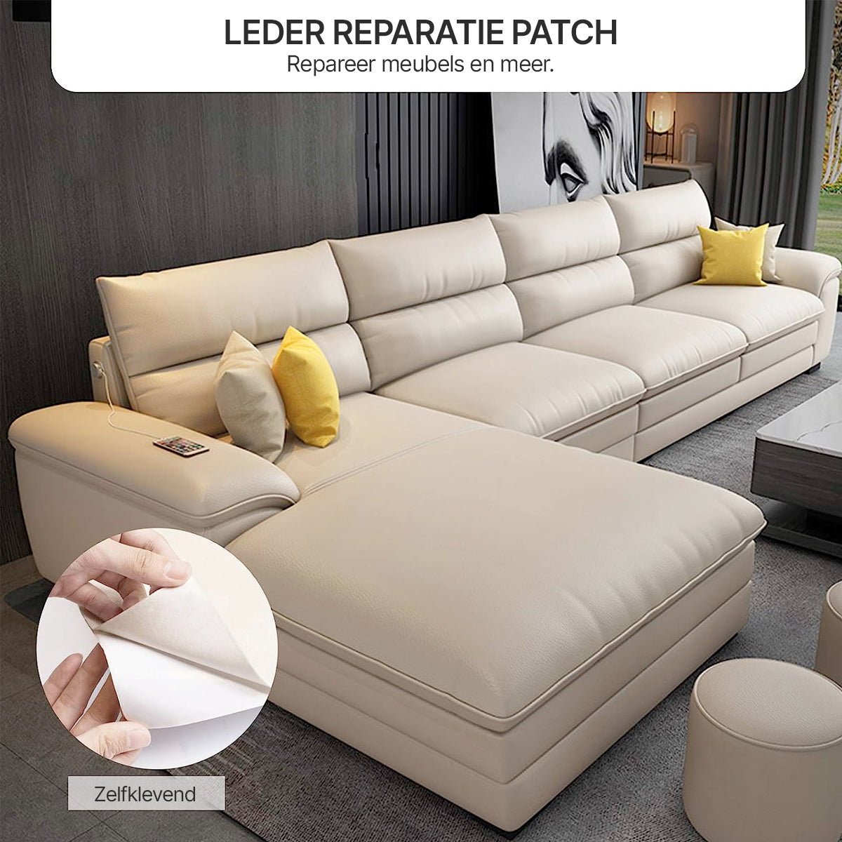 Zelfklevende pu leren reparatie patch voor meubels, bank, stoel en autostoel met sterke hechting