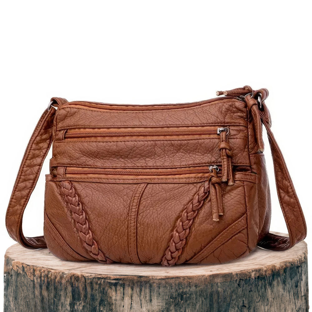 Schoudertas met Verstelbare Riem en Magnetische Sluiting Dames Handtas Crossbody Tas Bruin Zwart Kunstleer