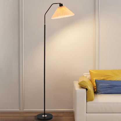 Vloerlamp Geplooide Kap Metaal 149cm Woonkamer Slaapkamer Dimbaar Staande Lamp Stof Retro Scandinavisch Leeslamp