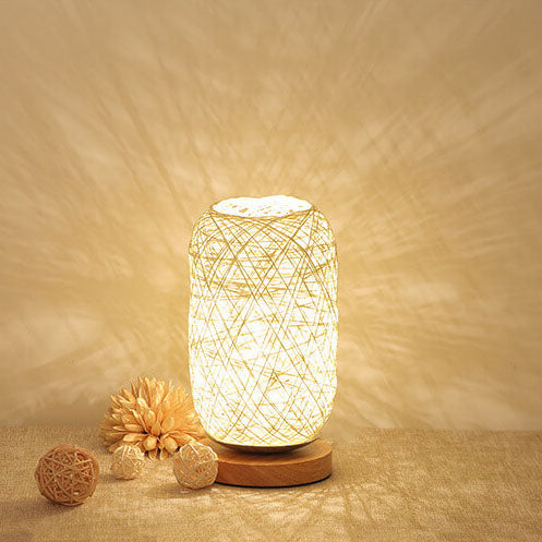 Scandinavische Tafellamp met Natuurlijke Rotan & Houtafwerking Japandi-Stijl
