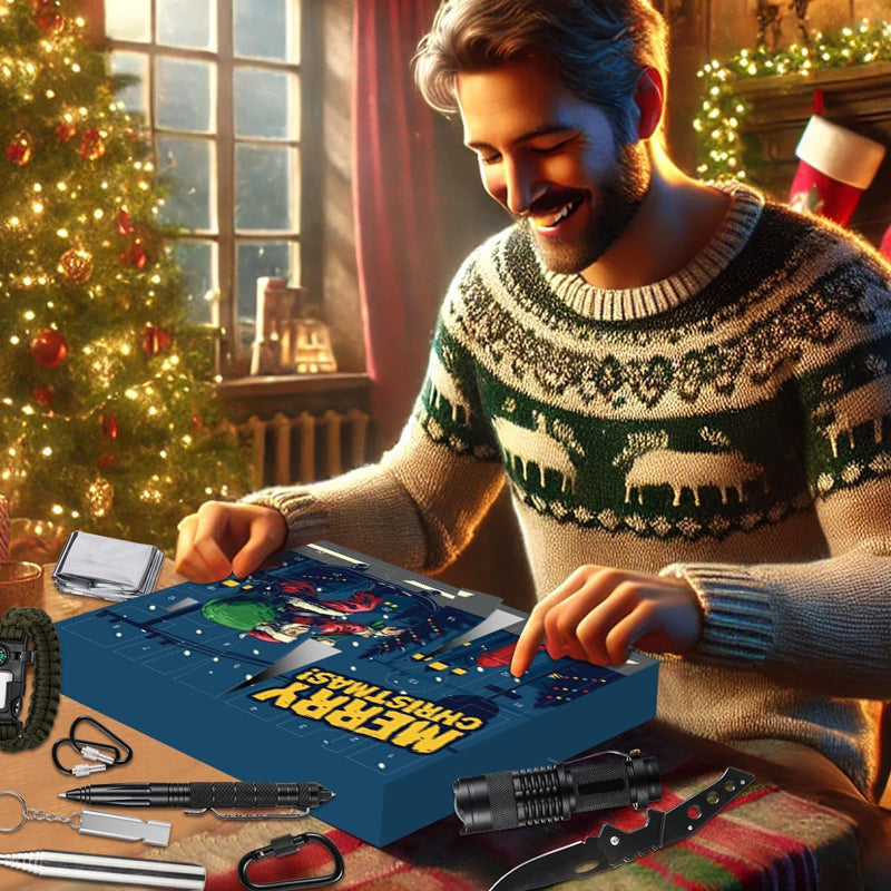 Outdoor Survival Adventskalender 24 Dagen – Compleet Overlevingsset met Gadgets en Gereedschap voor Avonturiers