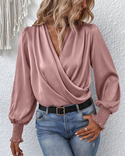 Zijde Blouse Gedrapeerd Zacht en Elegante