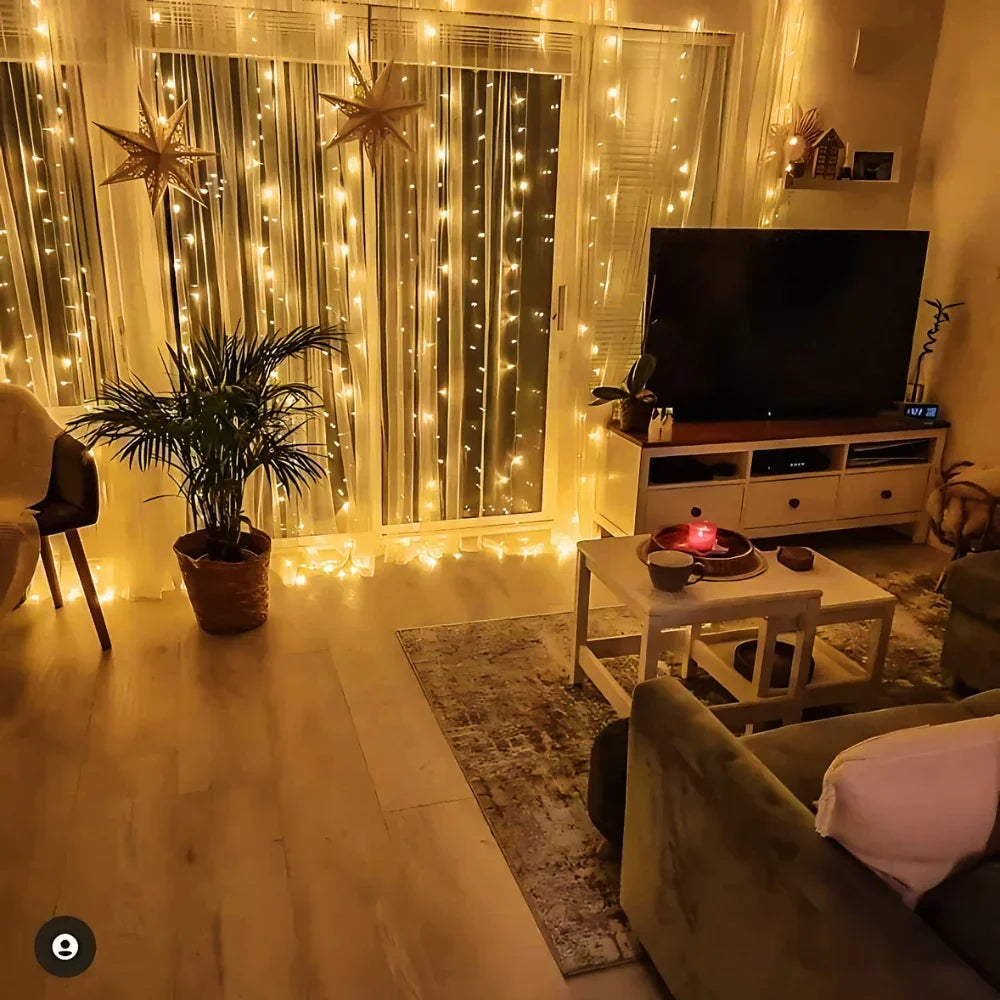 LED Lichtgordijn Warmwit – Decoratieve Verlichting voor Tuin en Balkon