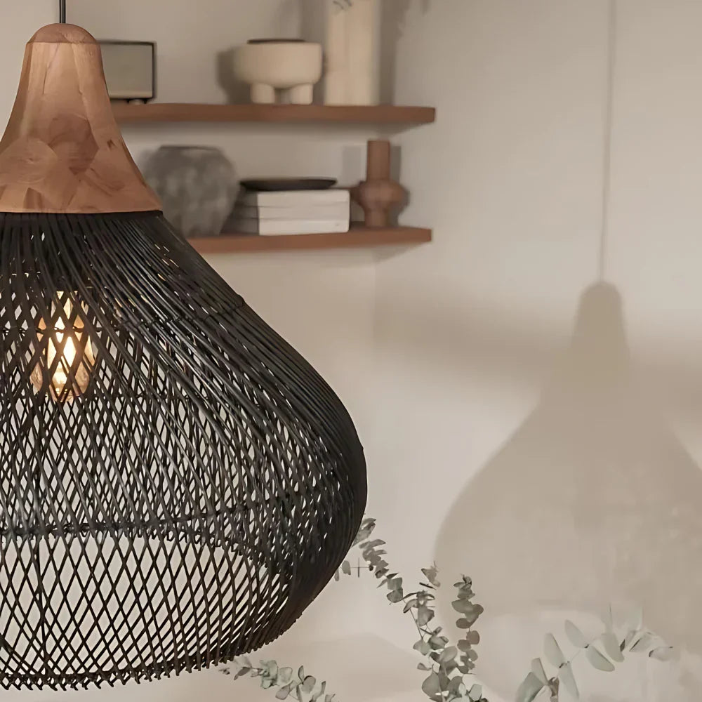 Rotan Hanglamp Boho Natuur Ø40 Ø50 Ø60 Zwart Of Naturel LED