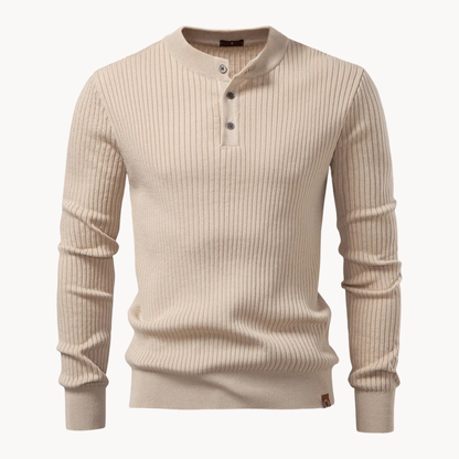 Ribgebreide Henley Trui Comfortabel en Verfijnd