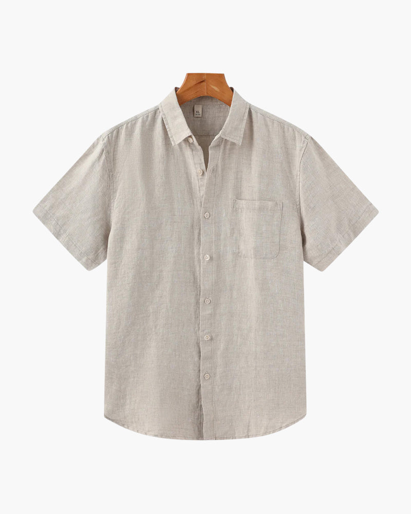 Heren Zomer Shirt Linnen Korte Mouwen met Borstzak - StudioMarella