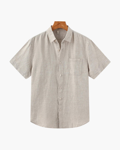 Heren Zomer Shirt Linnen Korte Mouwen met Borstzak - StudioMarella