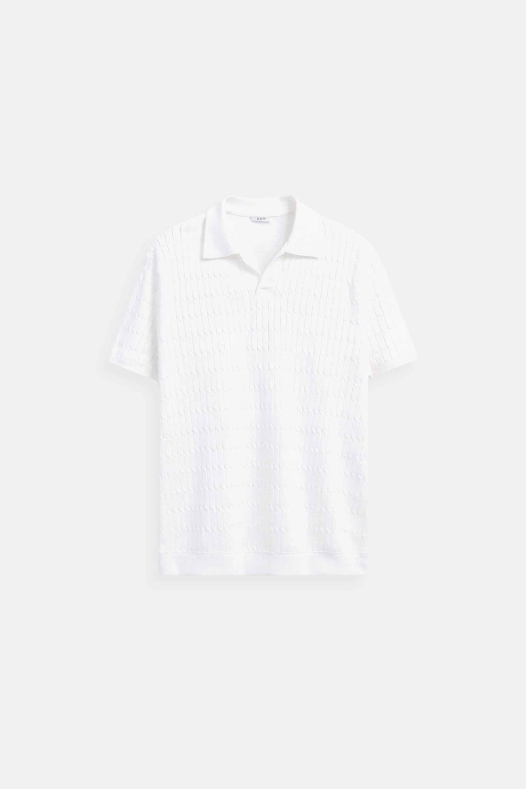 Witte Gebreide Polo Shirt met Textuur - StudioMarella