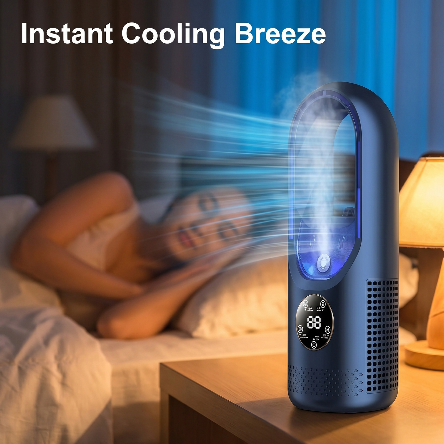 Draagbare Stil Aircooler zonder Bladeren USB – Compacte Tafelventilator voor Thuis & Kantoor – 6 Snelheden – Watertank 100ml