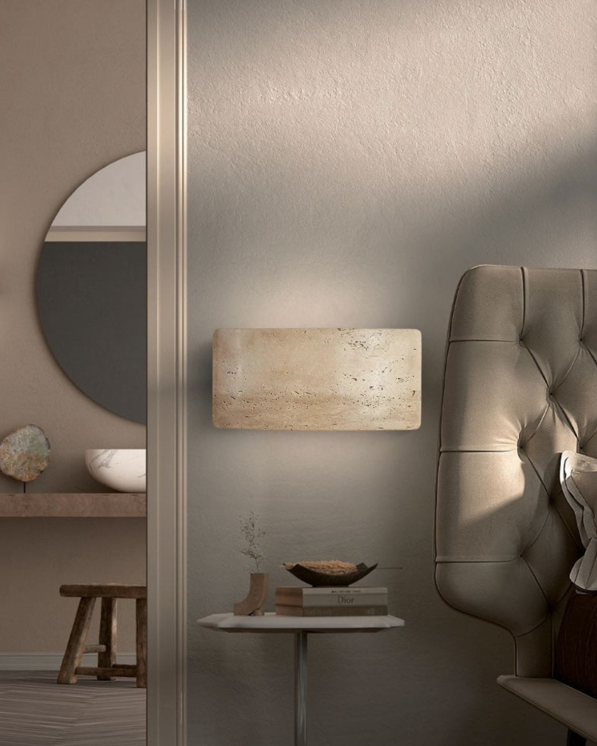 Travertin Wandlamp Modern Design met Warm LED-Licht voor Binnen en Buiten 12x25cm Waterdicht