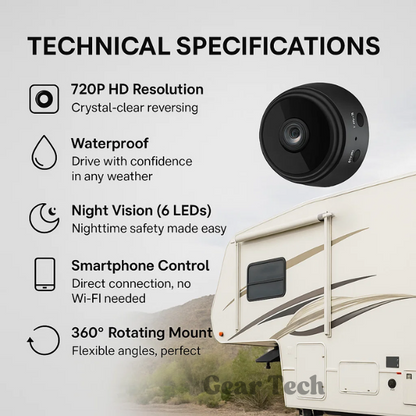 HD Draadloze Achteruitrijcamera voor Auto's Campers en Aanhangwagens met Nachtzicht Infrarood Regenwaterdichte Behuizing Eenvoudige Installatie Draadloze Verbinding Ruimere Zichtbaarheid Veiliger Parkeren en Manoeuvreren