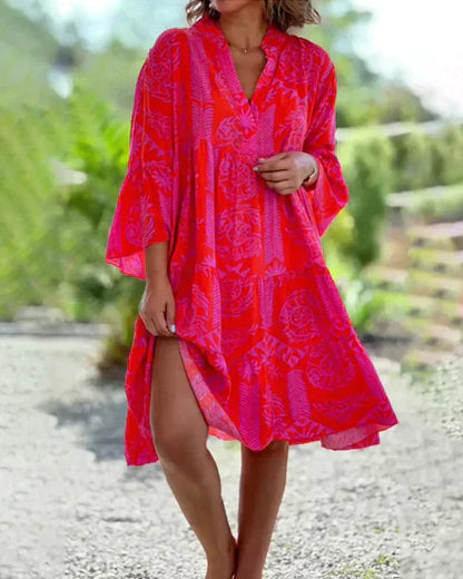 Boho Jurk van Katoen Met Bloemenprint - StudioMarella