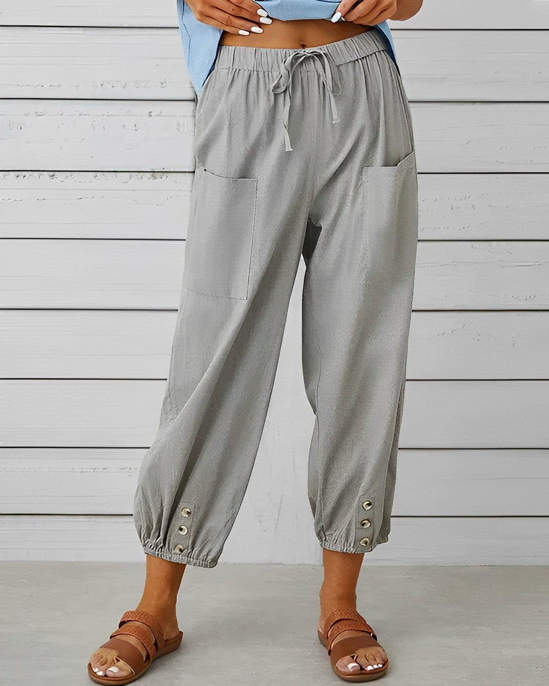 Hoge Taille Broek Zwart Comfortabel Wijd Model