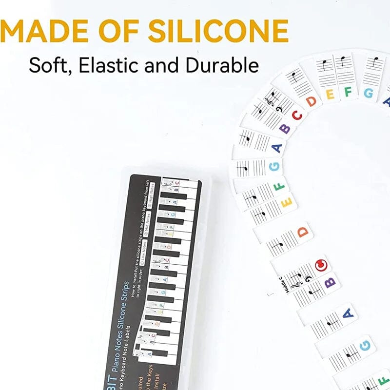 Siliconen Notenlabels voor Piano of Keyboard 88-Toetsen Verwijderbare Notenstickers met Dubbele Notenbalk voor Beginners en Kinderen