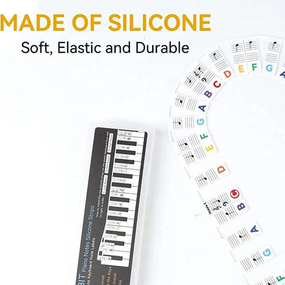 Siliconen Notenlabels voor Piano of Keyboard 88-Toetsen Verwijderbare Notenstickers met Dubbele Notenbalk voor Beginners en Kinderen