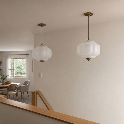 Vintage Melkglas Plafondlamp Geschulpt Rand Wit Roze Groen Blauw Helder Mat Glas Semi-Flush Hanglamp Messing Zwart Finish