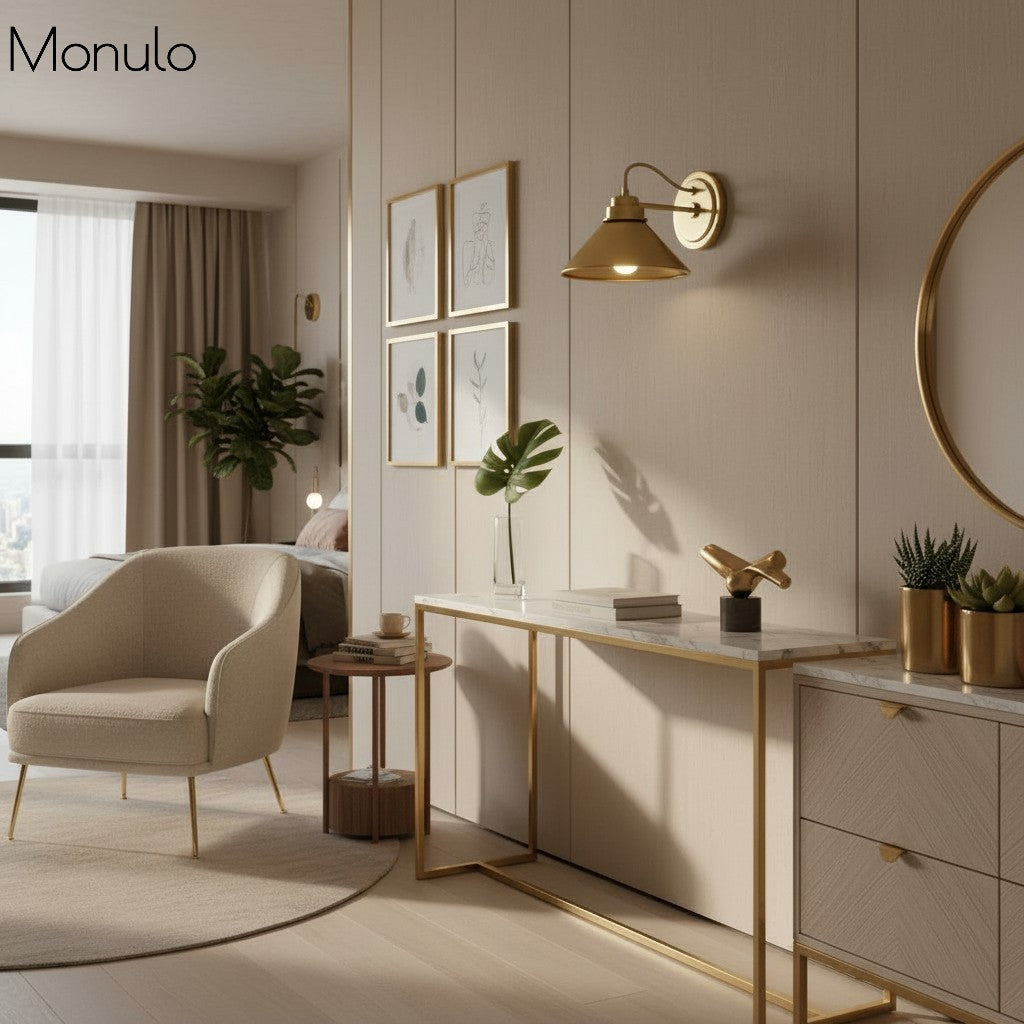 Globe Wandlamp met Gebogen Arm – Moderne Industriële Verlichting voor Badkamer, Slaapkamer en Gang