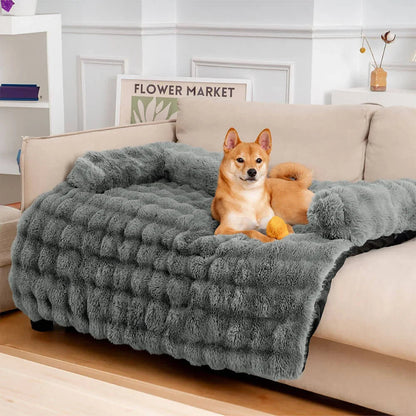 Pluche Hondenmand Sofa Beschermer Huisdiermat Antislip Bodem Wasbaar Comfort Rustplek – Grijs Koffie Tie-Dye
