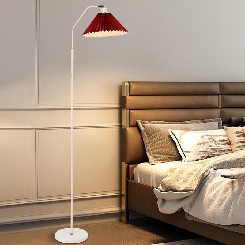 Vloerlamp Geplooide Kap Metaal 149cm Woonkamer Slaapkamer Dimbaar Staande Lamp Stof Retro Scandinavisch Leeslamp
