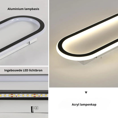 LED plafondlamp langwerpig zwart wit gang woonkamer slaapkamer modern minimalistisch plafondverlichting