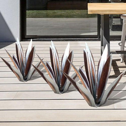 Metalen Agave Tuindecoratie met Grondpin Weerbestendig Tuinornament voor Terras Tuin en Entree Robuuste Buitendecoratie Diverse Kleuren en Maten
