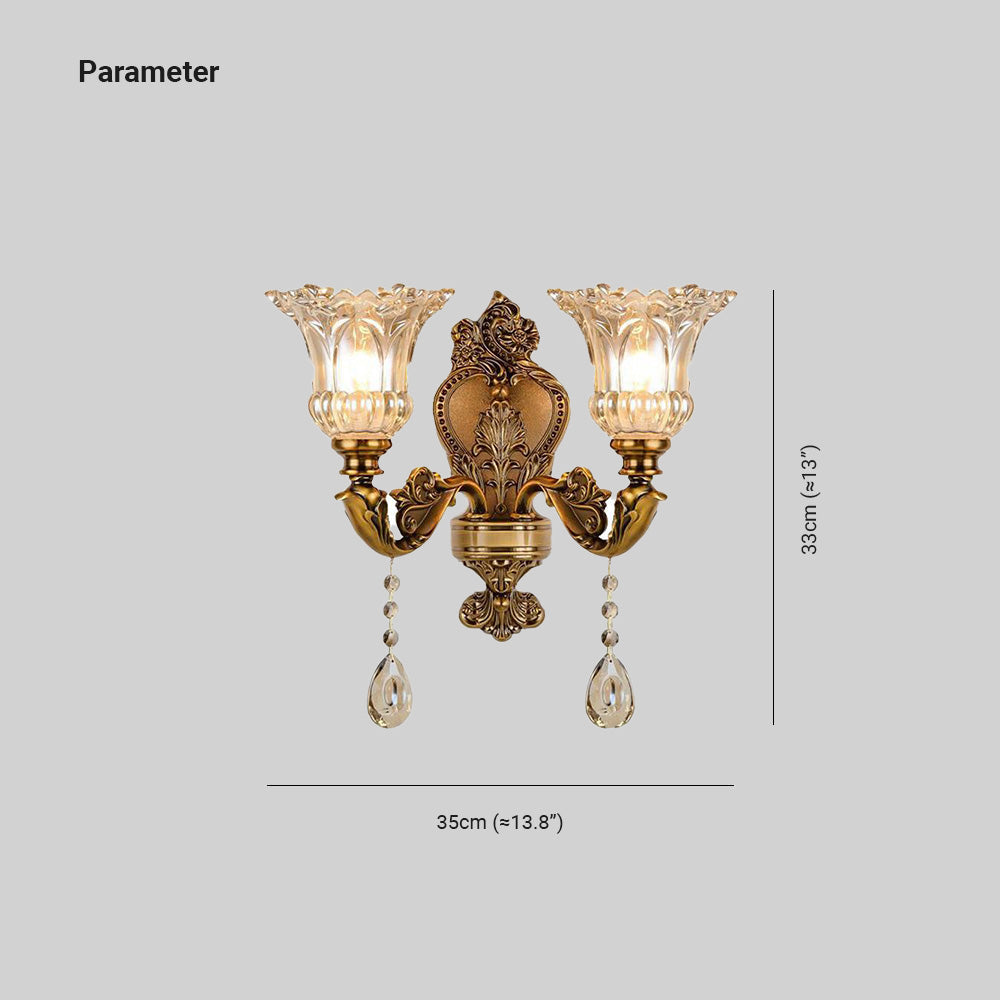 Vintage Wandlamp Goud Glas Dubbele Klassiek Warm Wit Licht Binnenwandlamp E14 Slaapkamer Woonkamer Hal Decoratief Verlichting Muurlamp