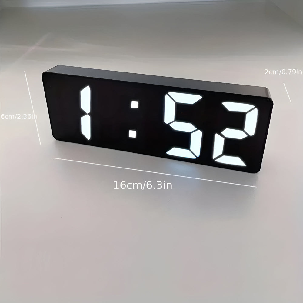 Digitale LED Spiegelwekker met Datum en Temperatuur — Minimalistisch Design voor Slaapkamer en Bureau