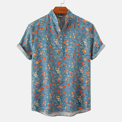 Mannen Overhemd Korte Mouwen Bloemenprint Zomer - StudioMarella