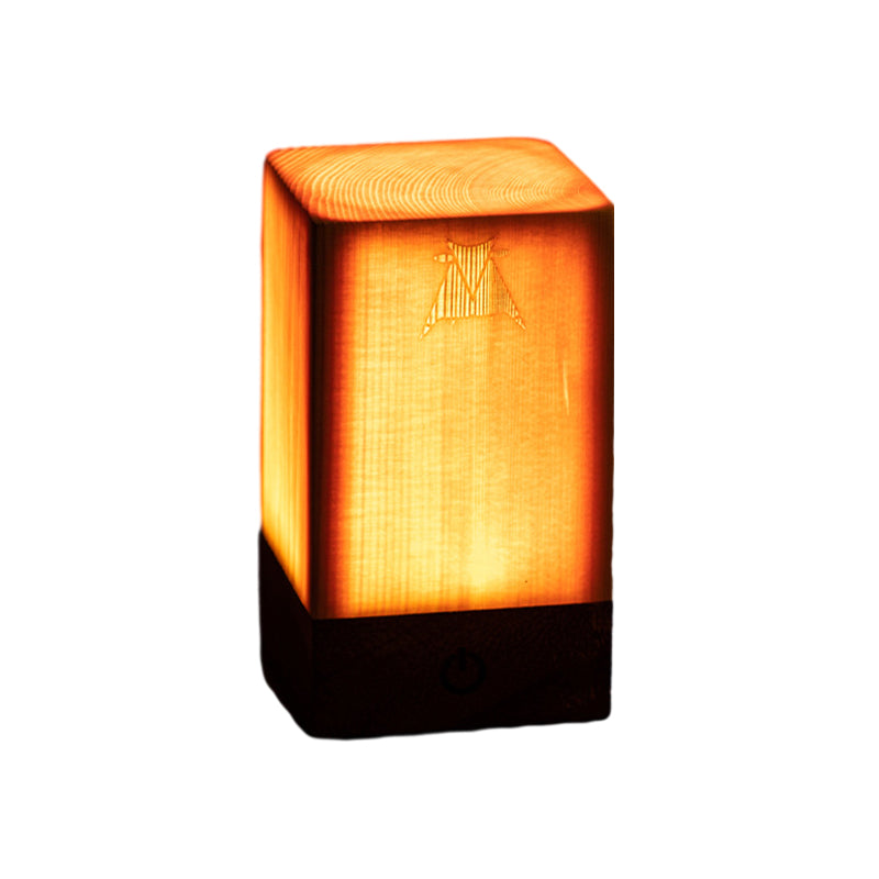 Oplaadbare LED Tafellamp met Touch Control en Houtnerf – Draadloos Stemmingslicht voor Slaapkamer & Bureau
