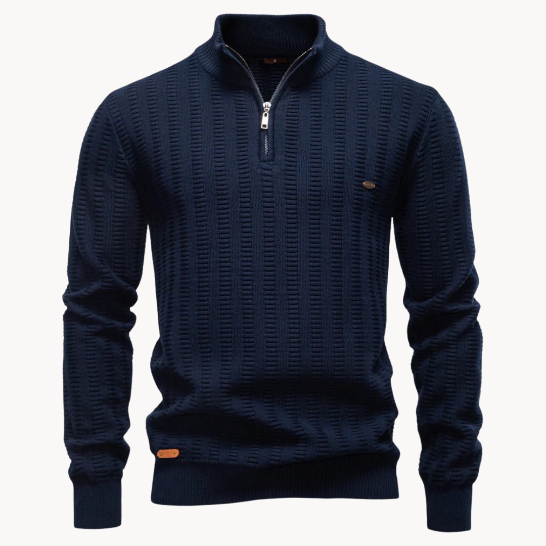 Heren Trui Katoen Quarter-Zip Met Textuur