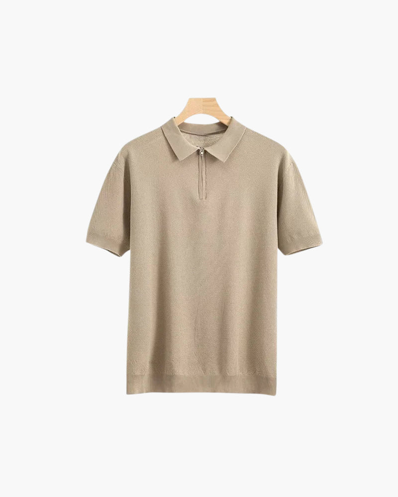 Heren Polo Korte Mouwen Gebreid Brooks Rits