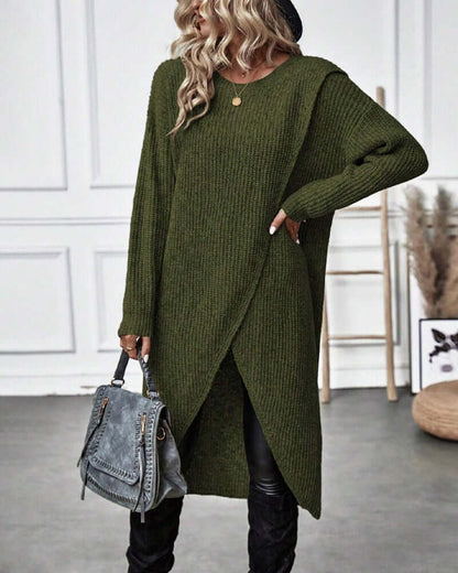 Dames Trui Jurk Lange Mouwen Gebreid Patchwork Stijl