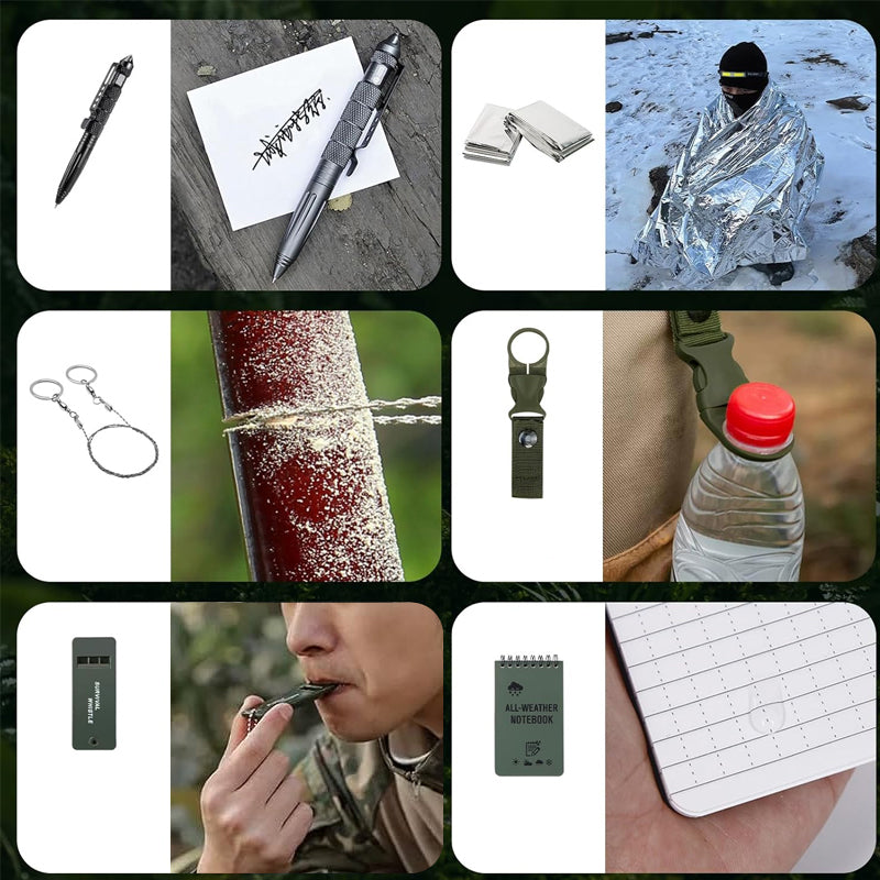 Outdoor Survival Adventskalender 24 Dagen – Compleet Overlevingsset met Gadgets en Gereedschap voor Avonturiers