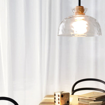 Hanglamp Glas Hout Transparant E26 Woonkamer Slaapkamer Eetkamer Pendellamp Glazen Kap Bell Cone Bowl Industrieel Retro
