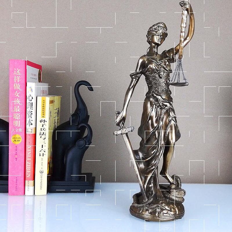 Beeld Godin van Justitia Hars Decoratief Sculptuur Advocaat Kantoor 30cm