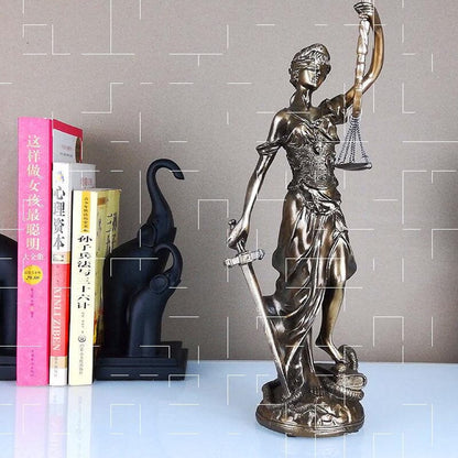 Beeld Godin van Justitia Hars Decoratief Sculptuur Advocaat Kantoor 30cm