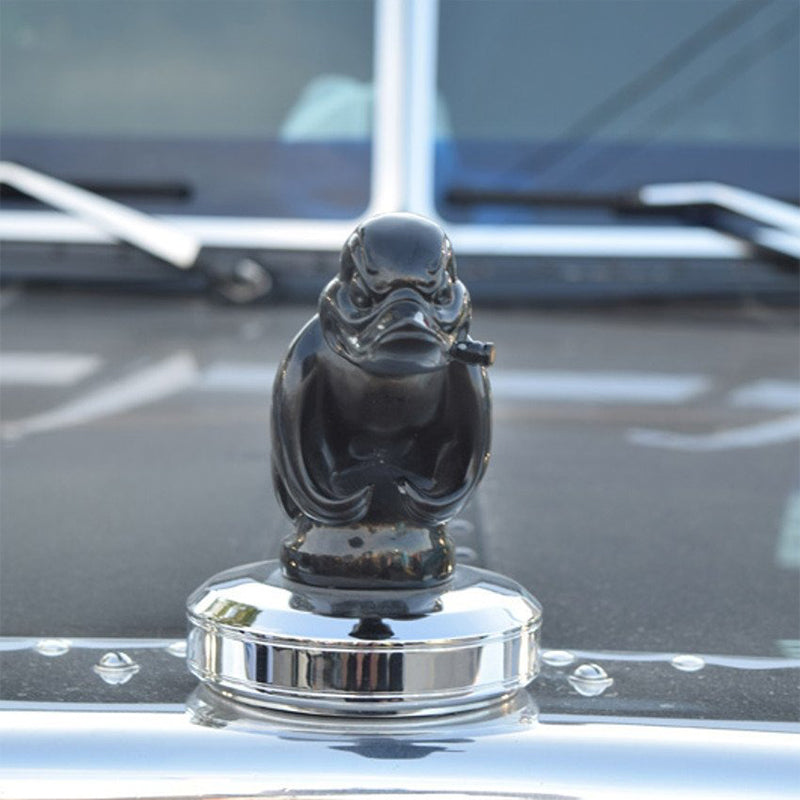 Decoratieve Eend Auto Ornament 15cm Chroom Rubber Mascotte Figuur Dashboard Accessoire Voertuig Embleem