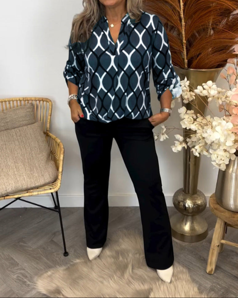 Dames Blouse Casual Lange Mouw Comfortabele Pasvorm