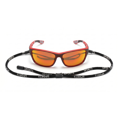 Sportzonnebril gepolariseerd UV-bescherming krasbestendig wrap-around ontwerp nekkoord unisex actief outdoorgebruik