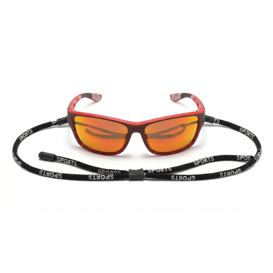 Sportzonnebril gepolariseerd UV-bescherming krasbestendig wrap-around ontwerp nekkoord unisex actief outdoorgebruik