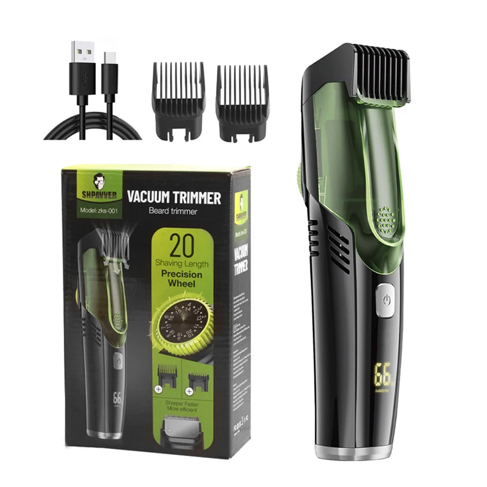 Vacuüm Trimmer met Opvangbak voor Baard en Lichaamshaar – Waterdicht en Oplaadbaar via USB