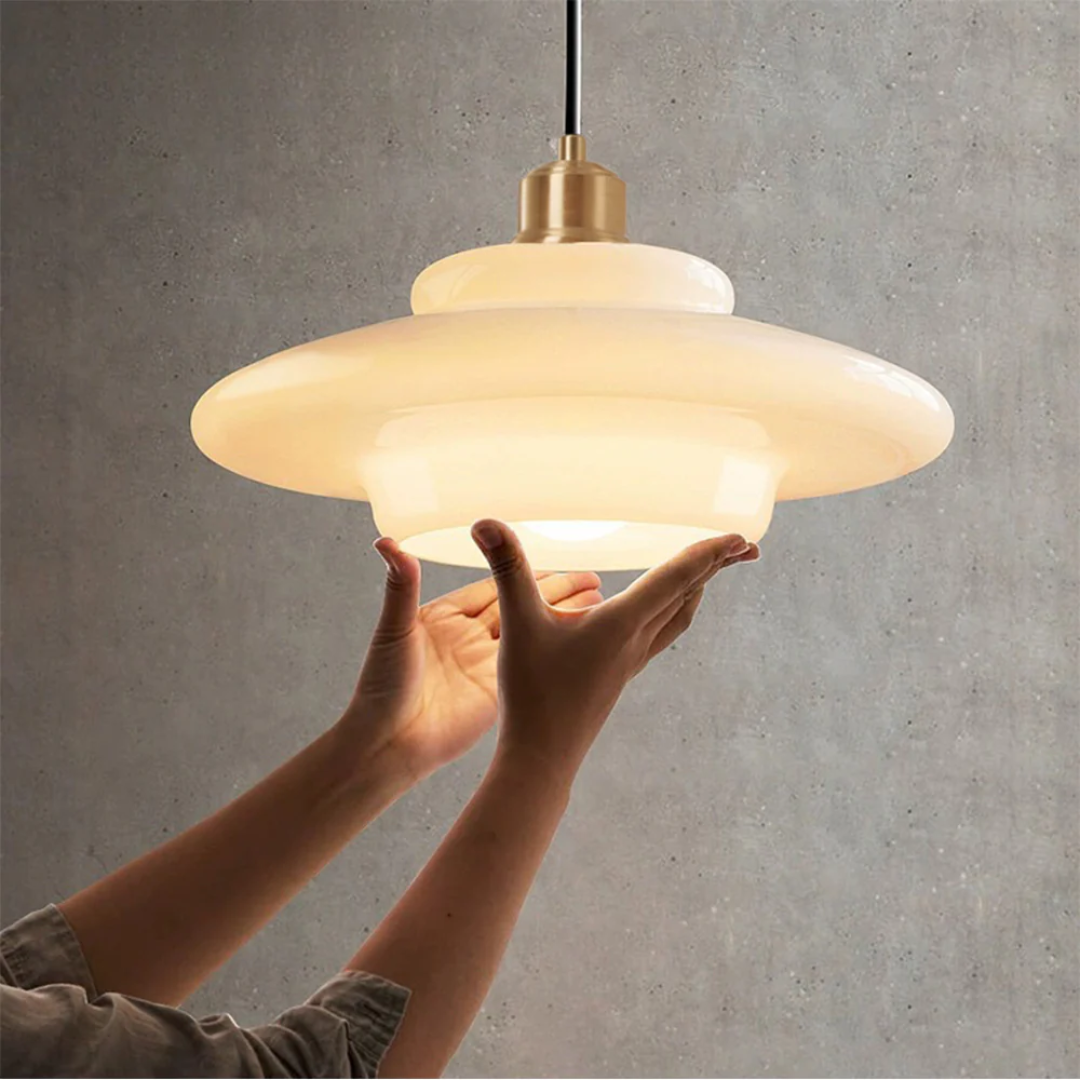 Hanglamp Glas E27 Goud Rond Woonkamer Eettafel Keuken Organisch Design Sfeerverlichting Modern Interieur