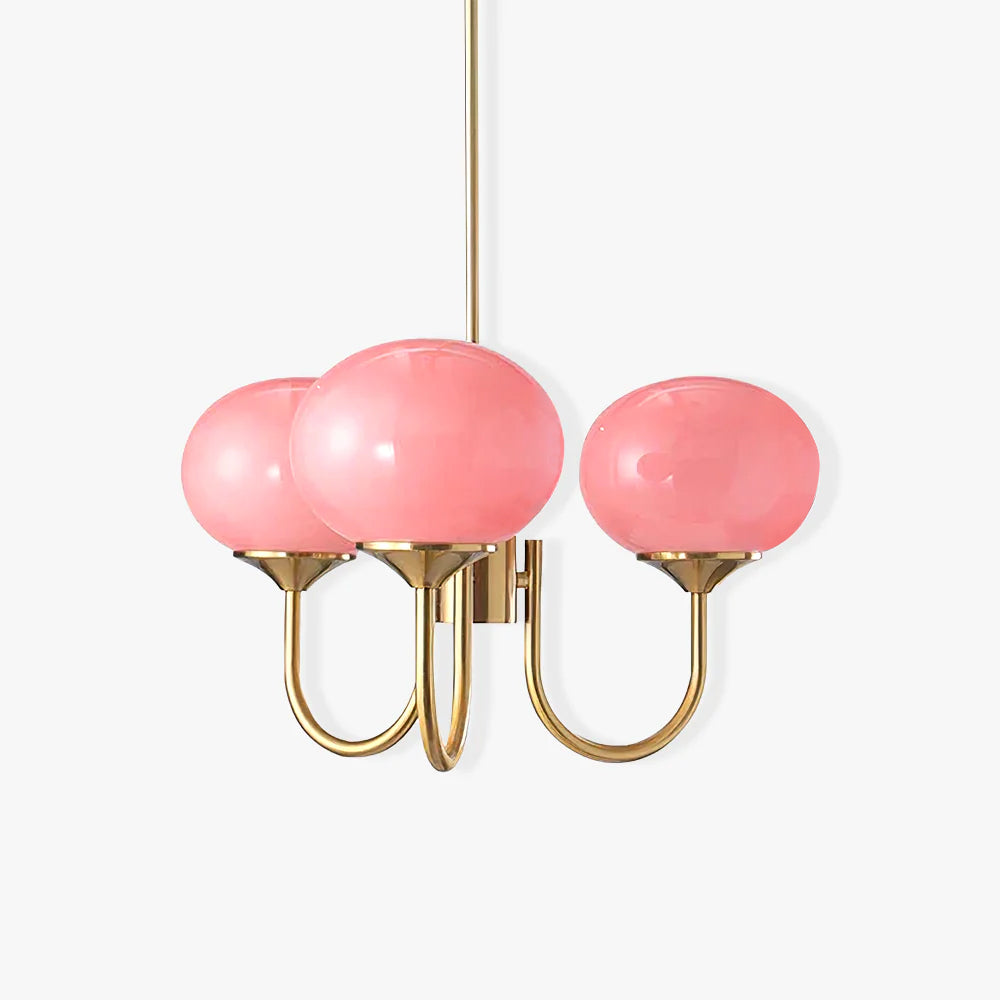 Glazen Kroonluchter Met Roze Witte Of Creme Bollen En Gouden Of Chromen Frame Moderne Design Kroonluchter Met 3 Of 5 Lichtpunten Voor Woonkamer En Eetkamer