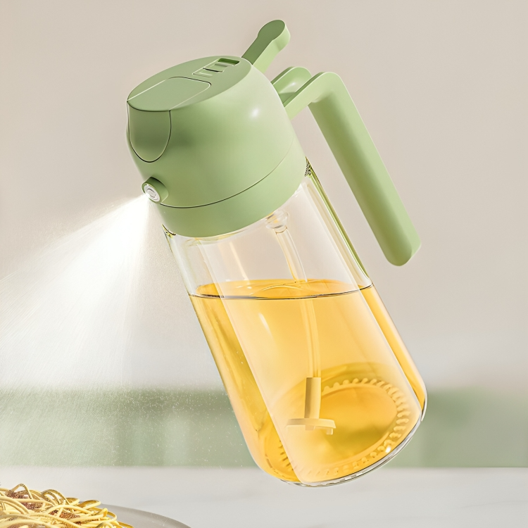 Oliespray Fles met Verstuiver 470ml Groen Geel Wit Zwart Keuken Koken Gezond Bakken Grillen Olijfolie Doseren Bespaart Olie