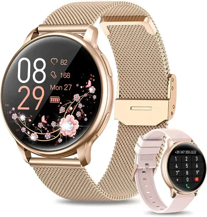 Smartwatch Dames met Hartslagmeter en Belfunctie — Fitness Tracker Bluetooth Stappenteller Slaapmonitoring Bloedzuurstofmeting